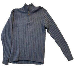 Oscar De La Renta Mens Size Large 1/4 Zip Pullover‎ Sweater Long Sleeve Blue